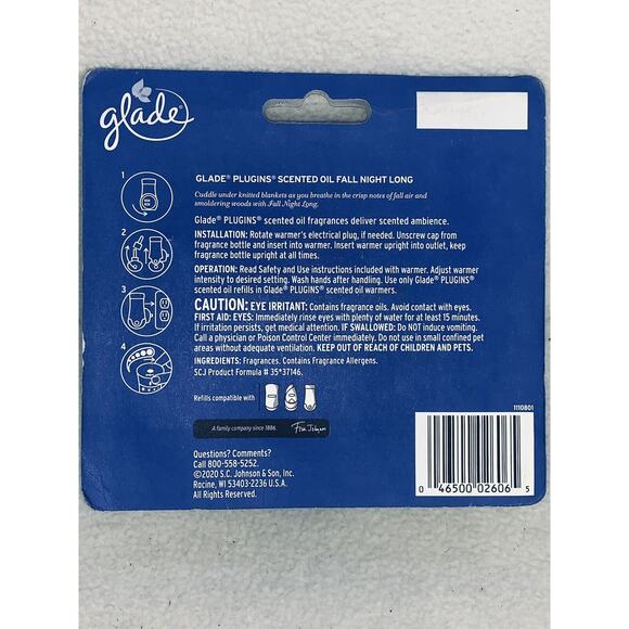 GLADE PlugIns Scented Oil Fall Night Long Autumn 5 Refills New Old Stock - Picture 4 of 5